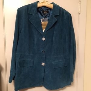 Dennis Basso washable suede jacket teal 2X NWOT